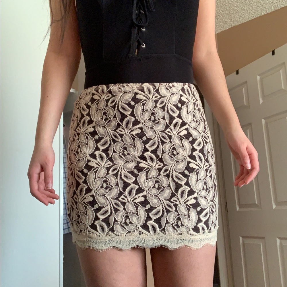 Floral Lace Mini Skirt
